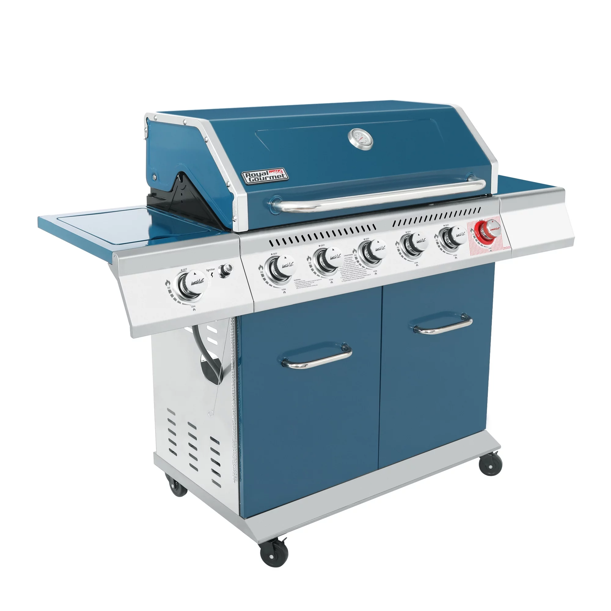Royal Gourmet GA6402B 6-Burner BBQ Gas Grill with Sear Burner and Side Burner, 74,000 BTU - Radiant Selections