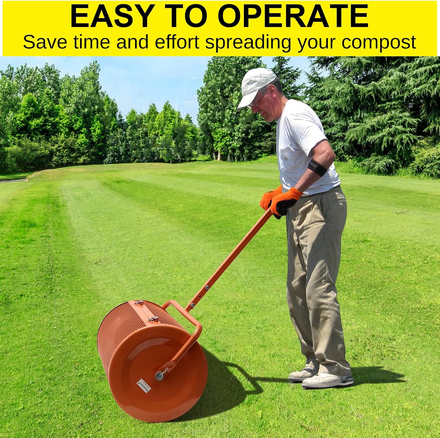 Time2Grow Peat Moss Spreader. Compost Spreader 24. No Tool Assembly. Heavy Duty Latches. Durable Lightweight Lawn Care Equipment