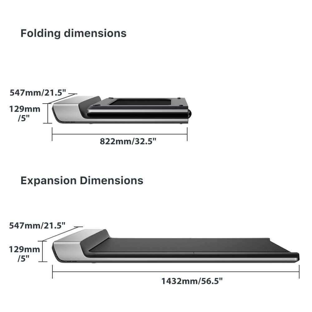 Folding Treadmill, WalkingPad Ultra Slim Foldable Treadmill Smart Fold Walking Pad Portable Safety Non Holder Gym and Running Device P1 Grey 0.5