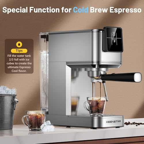 Espresso Coffee Machine with Milk Tank, 20Bar Hot & Iced Coffee Machine with Rapid Cold Brew