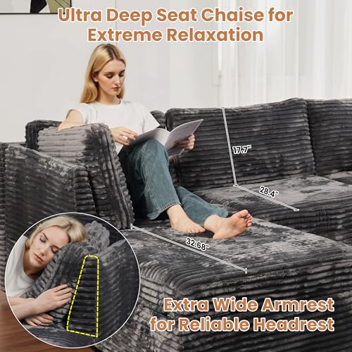 ovios 130.7" Modular Sectional Sofa Couch, U-Shaped Cloud Couches with 2 Ottomans Chaise