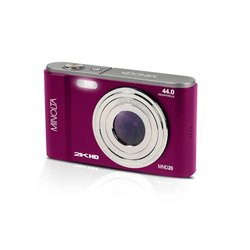 Minolta MND20 44MP Digital Camera &ndash; 2.7K Ultra HD Video, 16X Digital Zoom, Anti-Shake Stabilization, Time Lapse, Face Detection