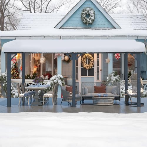 AECOJOY 10&rsquo; x 10&rsquo; Gazebo, Wall Mounted Gazebos Pergola on Clearance, Outdoor Patio Lean to Gazebo Awnings for Deck, Porch
