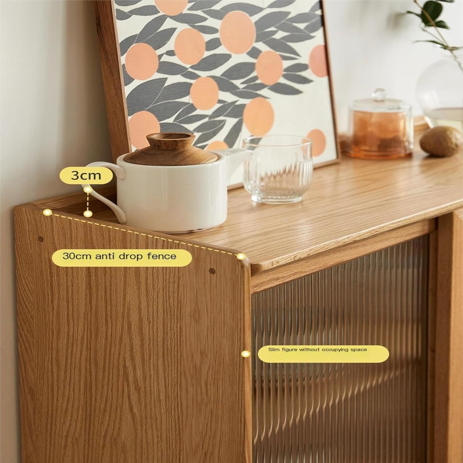 Buffet Cabinet Solid Wood Sideboard Modern Simple Oak Kitchen Cupboard Tea Cabinet Home Living Room Storage Cabinet Buffet Sideboard