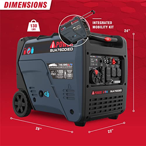 A-iPower 7600W Dual Fuel Quiet Portable Inverter Generator, Electric Start RV Ready, EPA & CARB Compliant CO Sensor