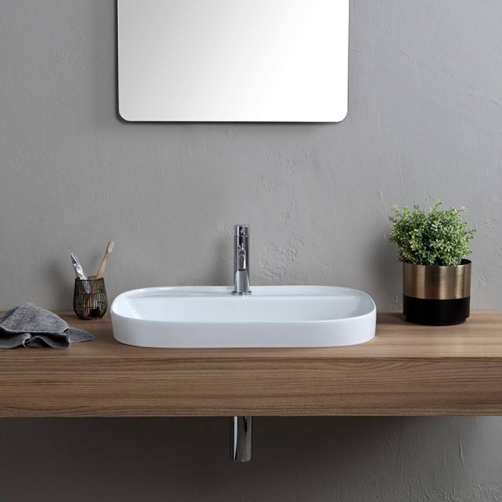 Scarabeo 1810-One Hole Bathroom Sink, One, White