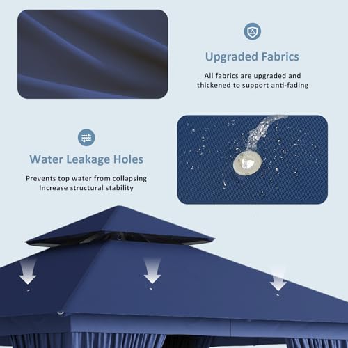 Aoxun 10'x12' Outdoor Patio Gazebo, Heavy Duty Party Tent with Wind-Resistant Ropes