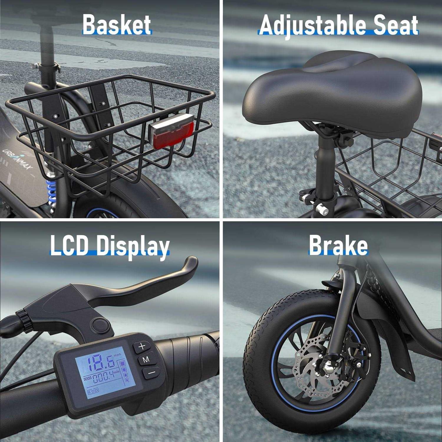 URBANMAX C1 Electric Scooter with Seat 450W Powerful Motor up to 22 Miles Range - Sports Supplies Online Store