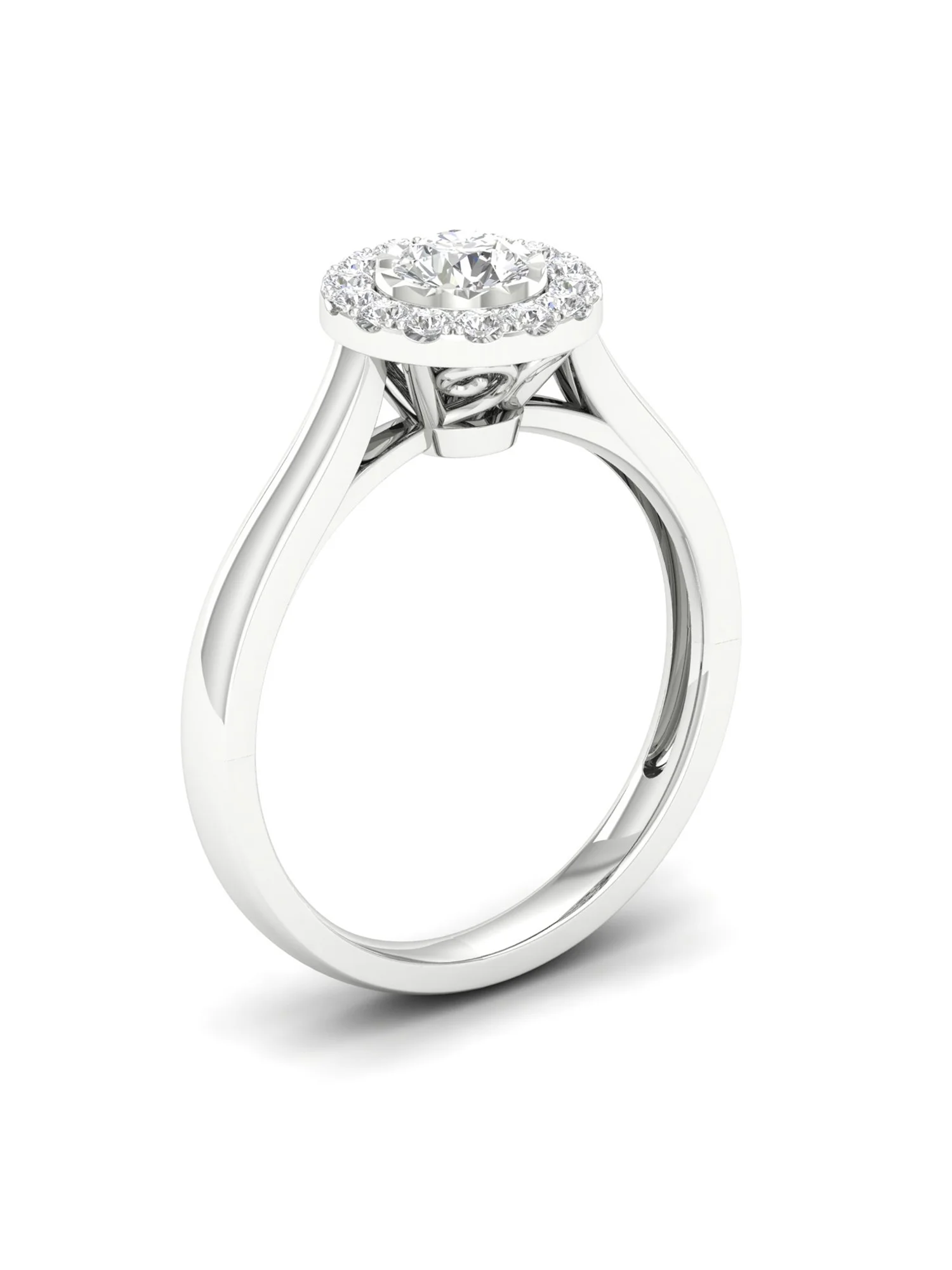1/3Ct TDW Diamond 10K White Gold Single Stone Halo Engagement Ring (I-J, I2)