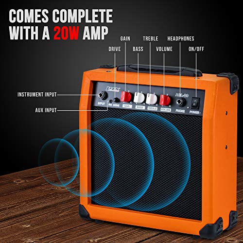 LyxPro Electric Guitar 39" inch Complete Beginner Starter kit Full Size with 20w Amp, Package Includes All Accessories, Digital Tuner, Strings, Picks