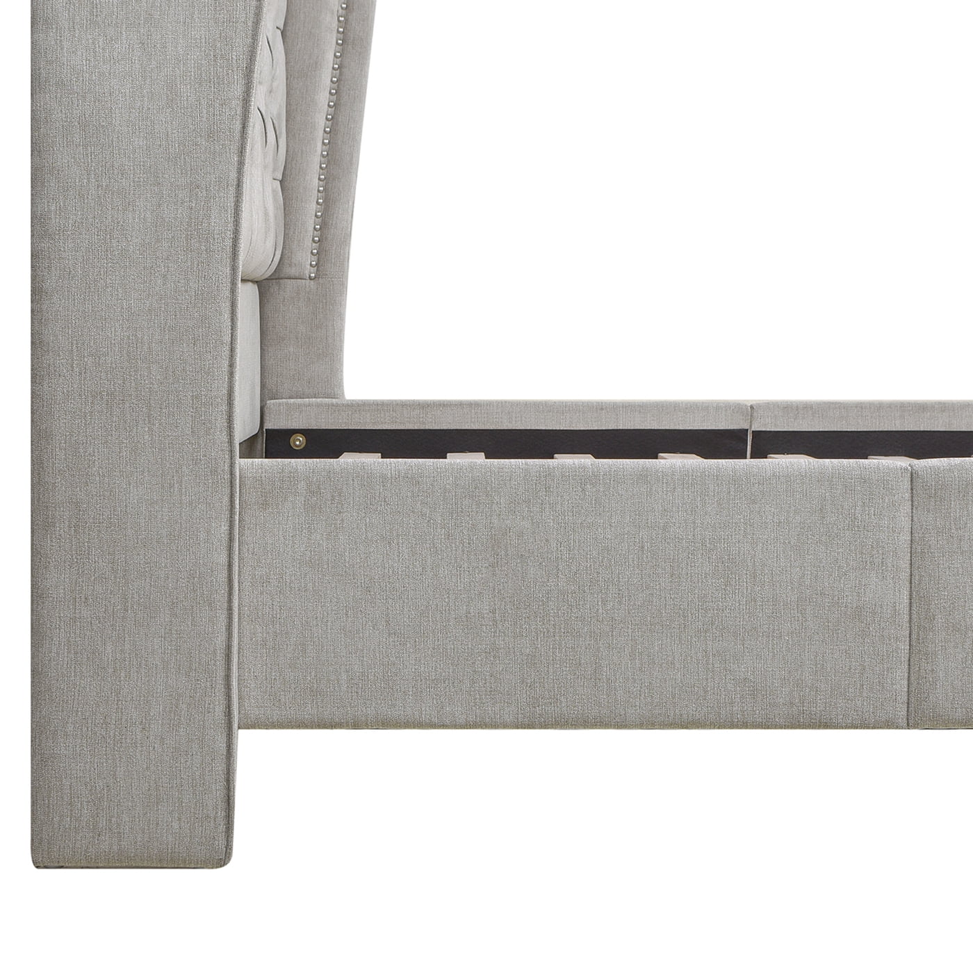 Jennifer Taylor Home Fontana Wingback Upholstered Platform Bed Frame, King, Silver Grey Polyester