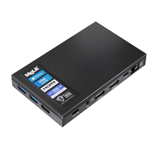 MeLE Fanless N100 Mini PC Windows 11 Pro 16GB Ram 512GB ROM Micro PC Quieter4C 2X HDMI 4K USB-C Triple Display 2.4G/5G WiFi BT5.1 GbE Small Desktop