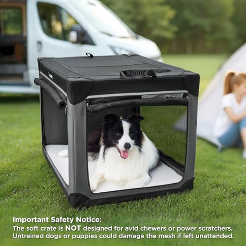 Lesure Soft Collapsible Dog Crate - 42 Inch Portable Travel Crate for Extra Large Dogs Indoor & Outdoor