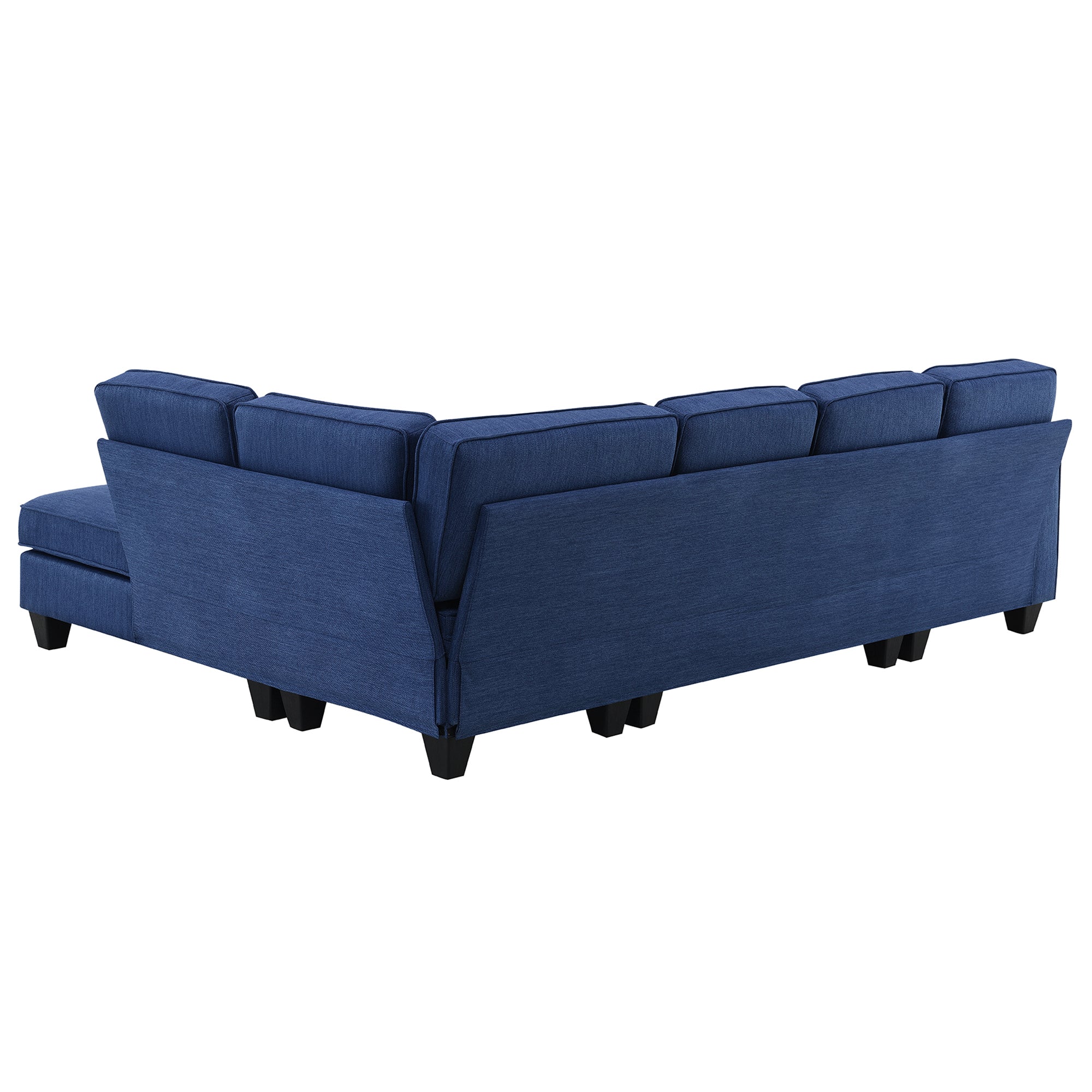 Vortex 7-seat Linen Fabric L-shaped Sectional Sofa - Blue