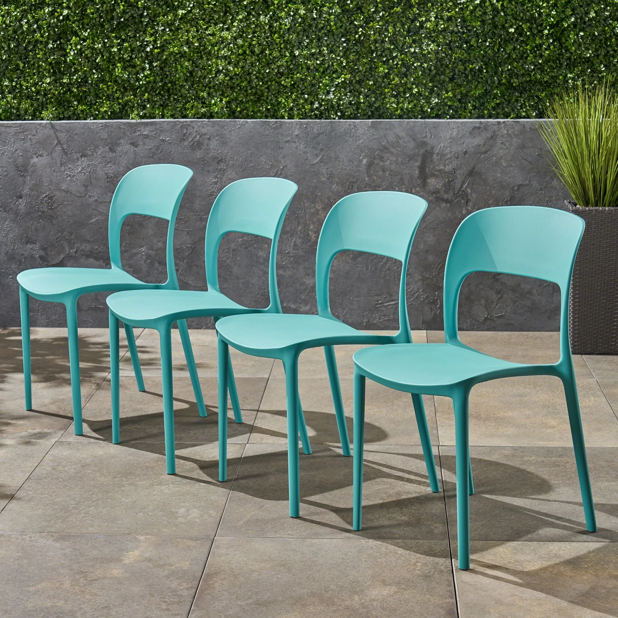 Christopher Knight Home Katherina Outdoor Plastic Stacking Dining Chairs (Set of 4) by Teal