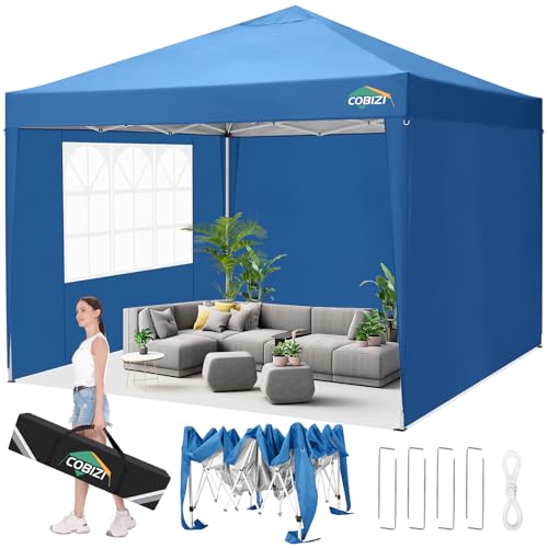 COBIZI 10x10 Pop up Canopy Tent Protable Canopy Tent with 4 Sidewalls Waterproof Commercial Instant Shelter for Parties, Wedding