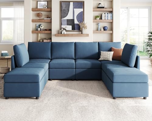 LINSY HOME Modular Sectional Sofa, Convertible U Shaped Sofa Couch with Storage, Memory Foam, Modular Sectionals with Ottomans