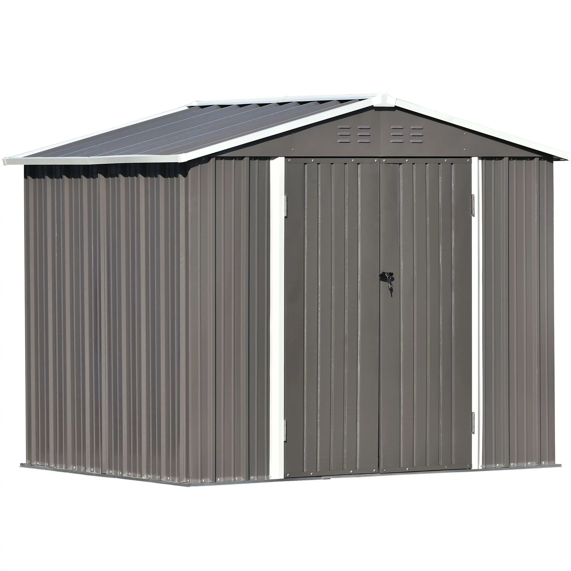 Sesslife 8' x 6' Outdoor Storage Shed, Patio Galvanized Steel Metal Shed with Lockable Doors and Adjustable Shelves