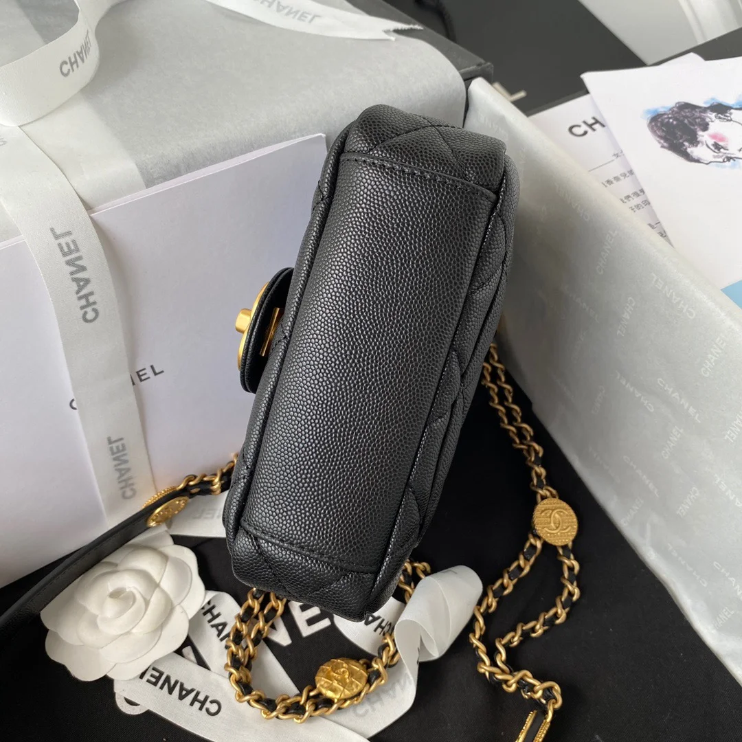 Chanel Mini Flap Bag With Top Handle Gold Hardware Black For Women, Women&rsquo;s Handbags, Shoulder Bags 7.9in/20cm AS2431