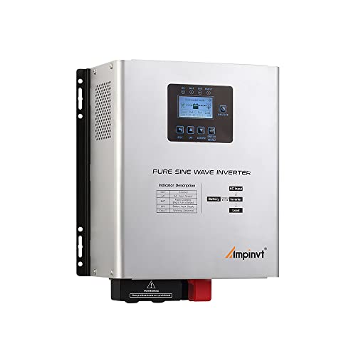 800W Pure Sine Wave Inverter with AC Charger, DC 12V to AC 120V Output,UPS Backup Power Low Frequency Inverter for Lithium, Sealed,AGM, Gel
