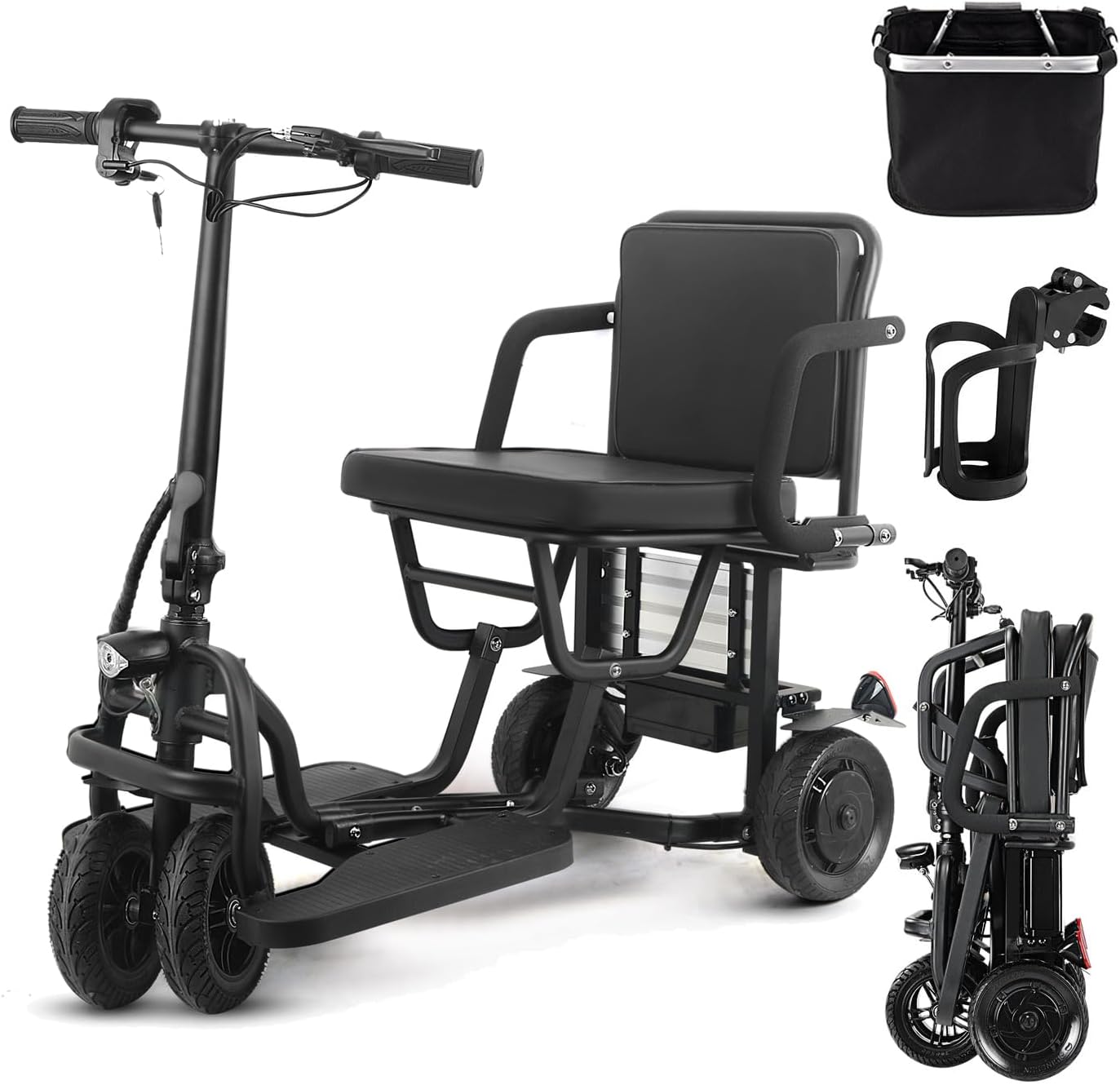 Folding Mobility Scooters for Adults, Dual Front Wheels, Airline Approved, Ultra Lightweight Folding Scooter