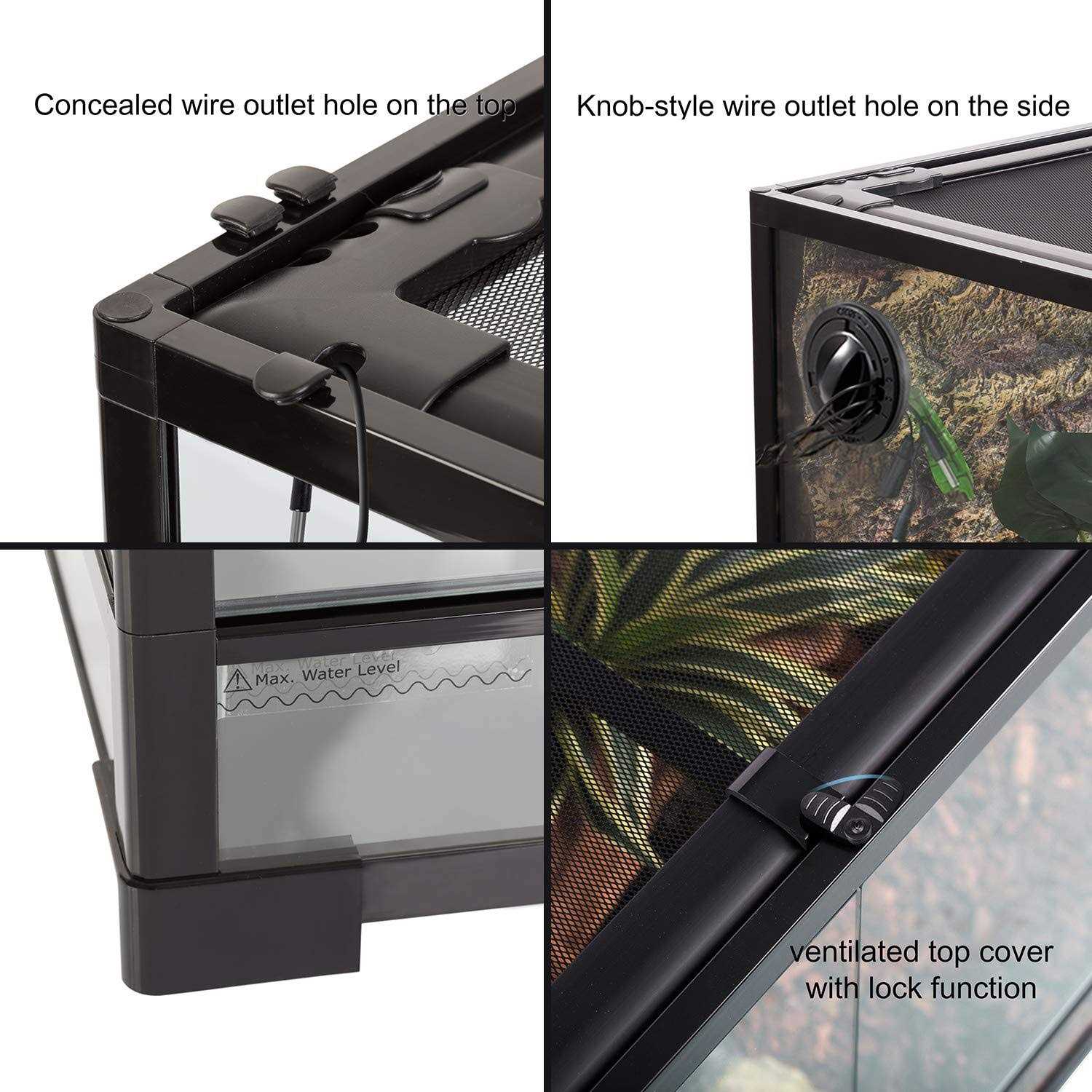 Repti ZOO 24 x 18 x 36 Reptile Tall Glass Terrarium Rainforest Habitat Double Hinge Door with Screen Ventilation 67 Gallon Reptile Terrarium Easy