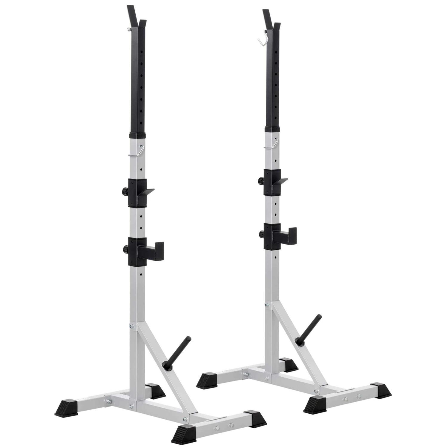 Soozier 2-Piece Pair Steel Height Adjustable Barbell Squat Rack and Bench Press - Sports Supplies Online Store