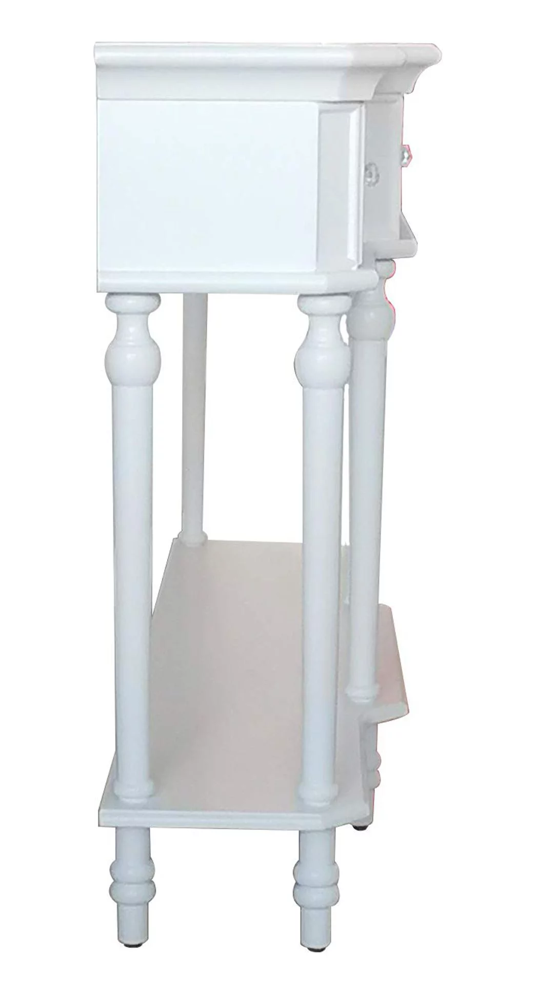 Kings Brand Furniture Modern Console Table with Mirrored Storage Drawers and Lower Shelf, White