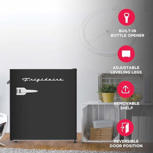 Frigidaire EFR176 Retro Compact Fridge with Chiller Mini Refrigerator with Built-in Bottle Opener for Office, Bedroom, Dorm Room or Cabin