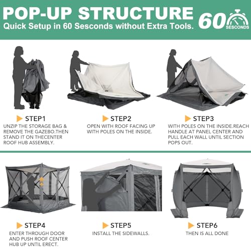COBIZI 12x12ft Pop up Gazebo Screen Tent Screen House for Camping, Camping Outdoor Screened Gazebo, Canopy Tent