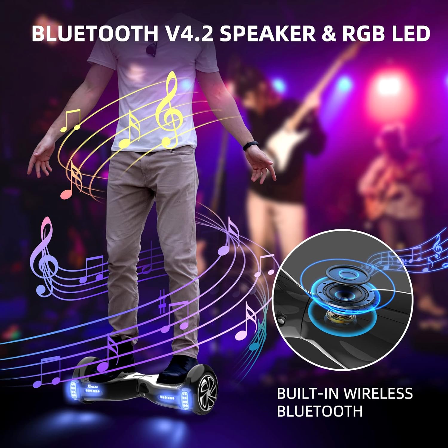 TOMOLOO Hoverboard for Kids and Adults,6.5" Hoverboard with Bluetooth Speaker and Colorful LED lights