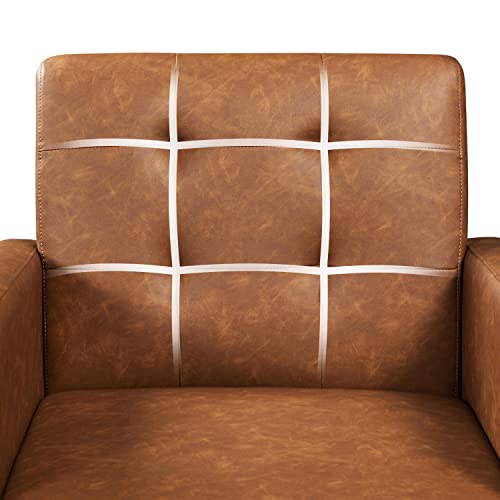 Yaheetech Mid-Century Accent Chairs, PU Leather Modern Upholstered Living Room Chair