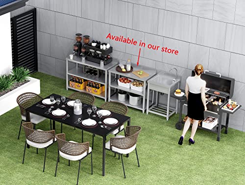 Free Standing Stainless-Steel Single Bowl Commercial Restaurant Kitchen Sink Set w/Faucet, Prep & Utility Washing Hand Basin w/Storage Shelve