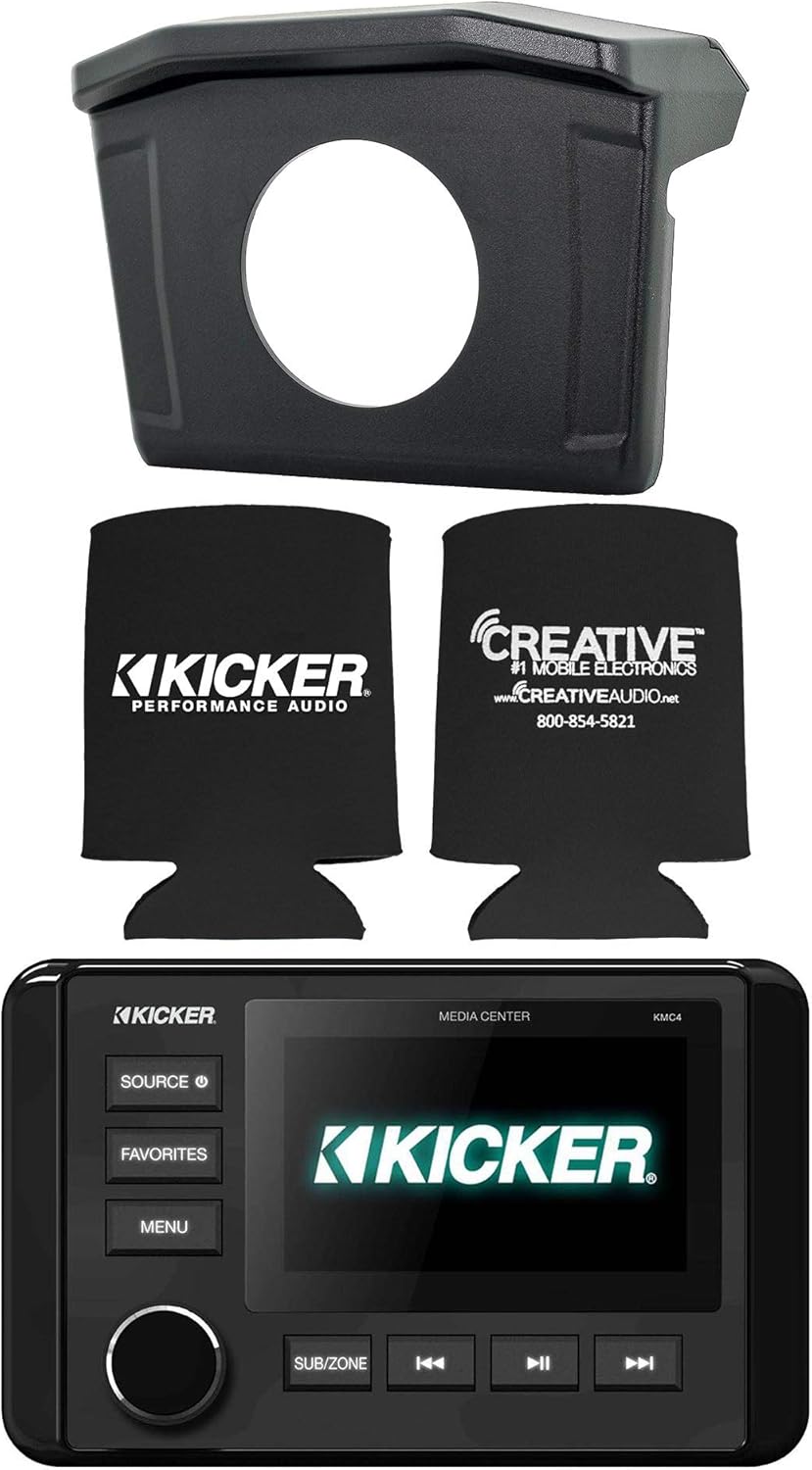 Polaris 2013-18 Ranger SPXRNGDASH Radio Mounting Kit and Kicker 46KMC4 Waterproof Radio