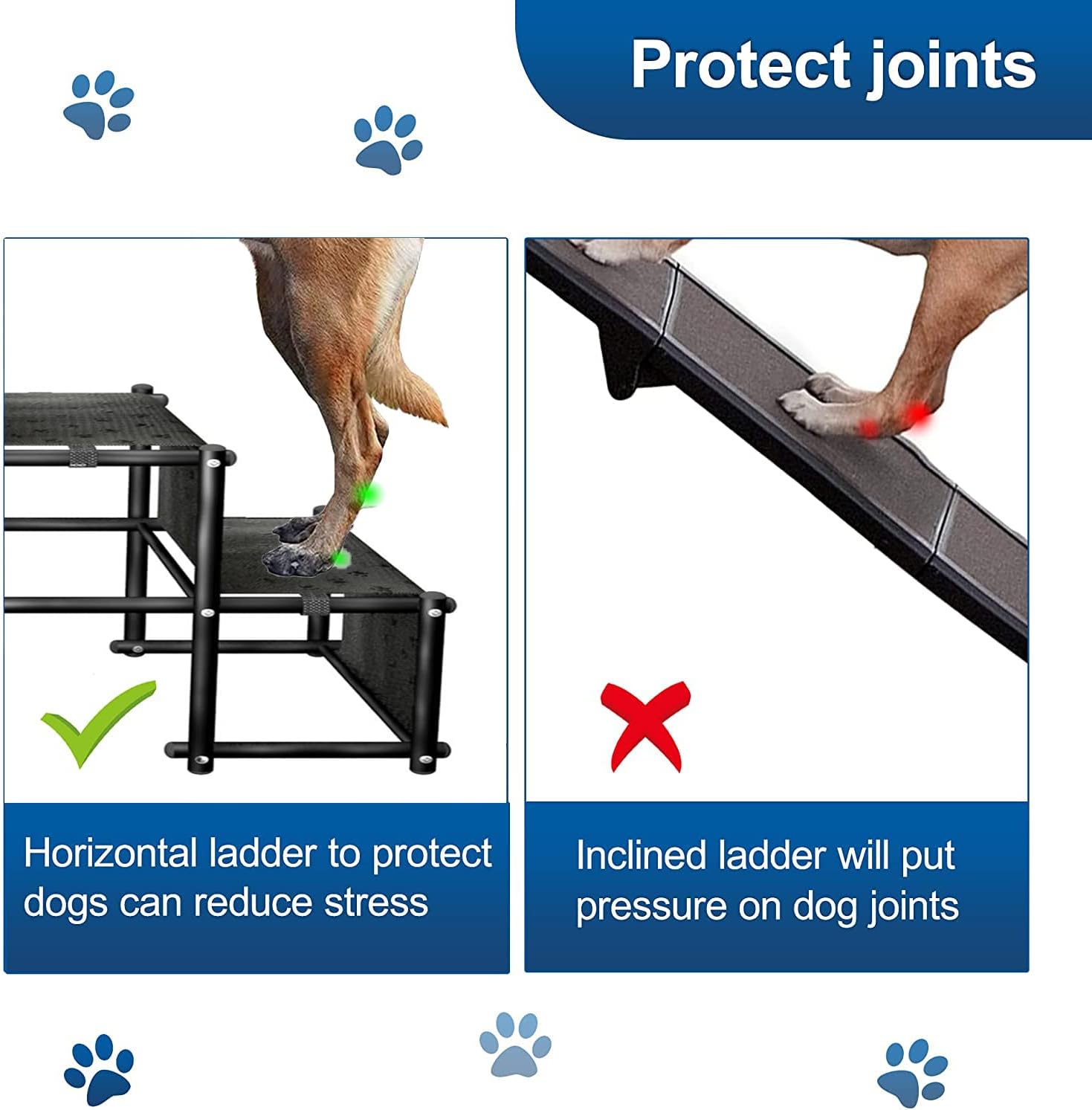 Adjustable Pet Ramp for All Dogs and Cats - Folding Portable Dog Ramp for Couch or Bed with Non Slip Carpet Surface