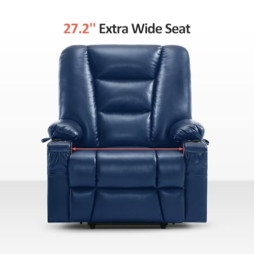 MCombo Small Power Lift Recliner Chair with Massage and Heat for Petite People, Cup Holders, USB Ports, Side Pockets, Faux Leather 7569 (Small