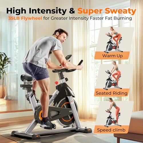 YOSUDA Exercise Bike, Brake Pad Stationary Bike for Home with Exclusive App, Magnetic Indoor Cycling Bike with 300 lb Weight Capacity, Low Noise