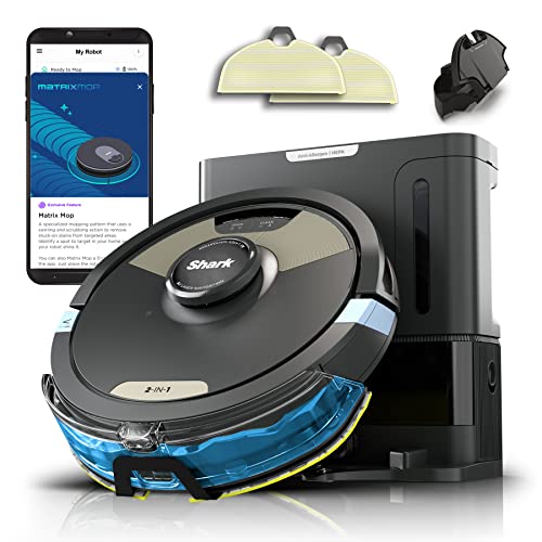 Shark Robot Vacuum & Mop Combo, Powerful Suction, Matrix Plus, 60-Day Debris Capacity, HEPA Bagless Self Empty Base, Sonic Mopping