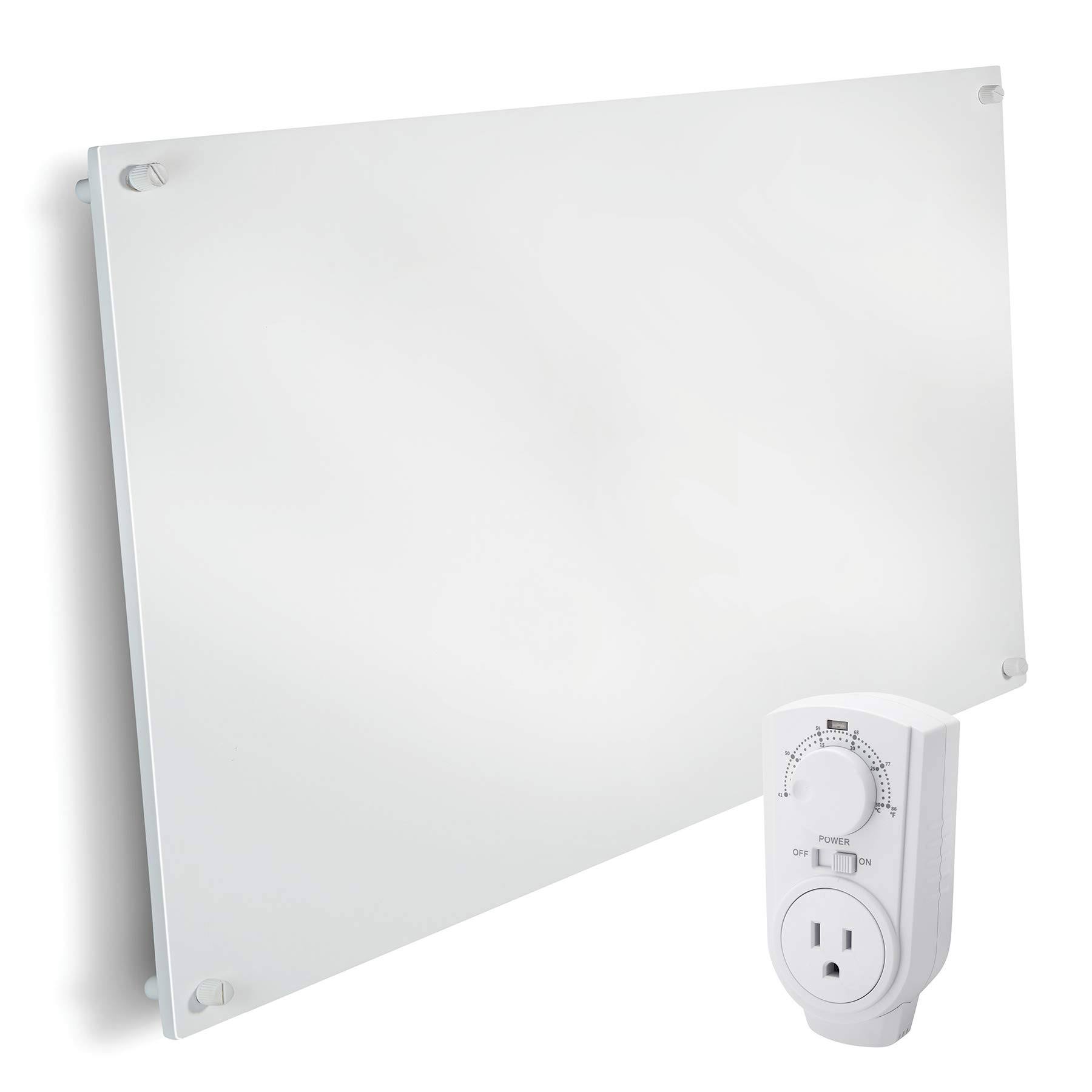 EconoHome Wall Mount Space Heater Panel - with Thermostat - 600 Watt Convection Heater - Ideal for 200 Sq ft Room - 120V Electri
