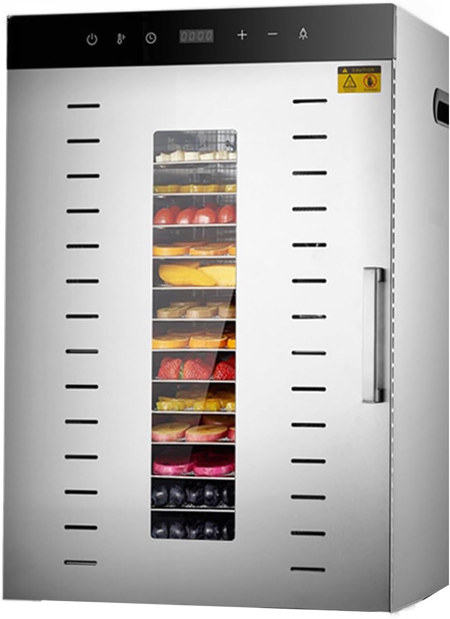 Food Dehydrator Machine, 16 Trays Stainless Steel Dehydrators for Food and Jerky, Adjustable Temperature & Timer