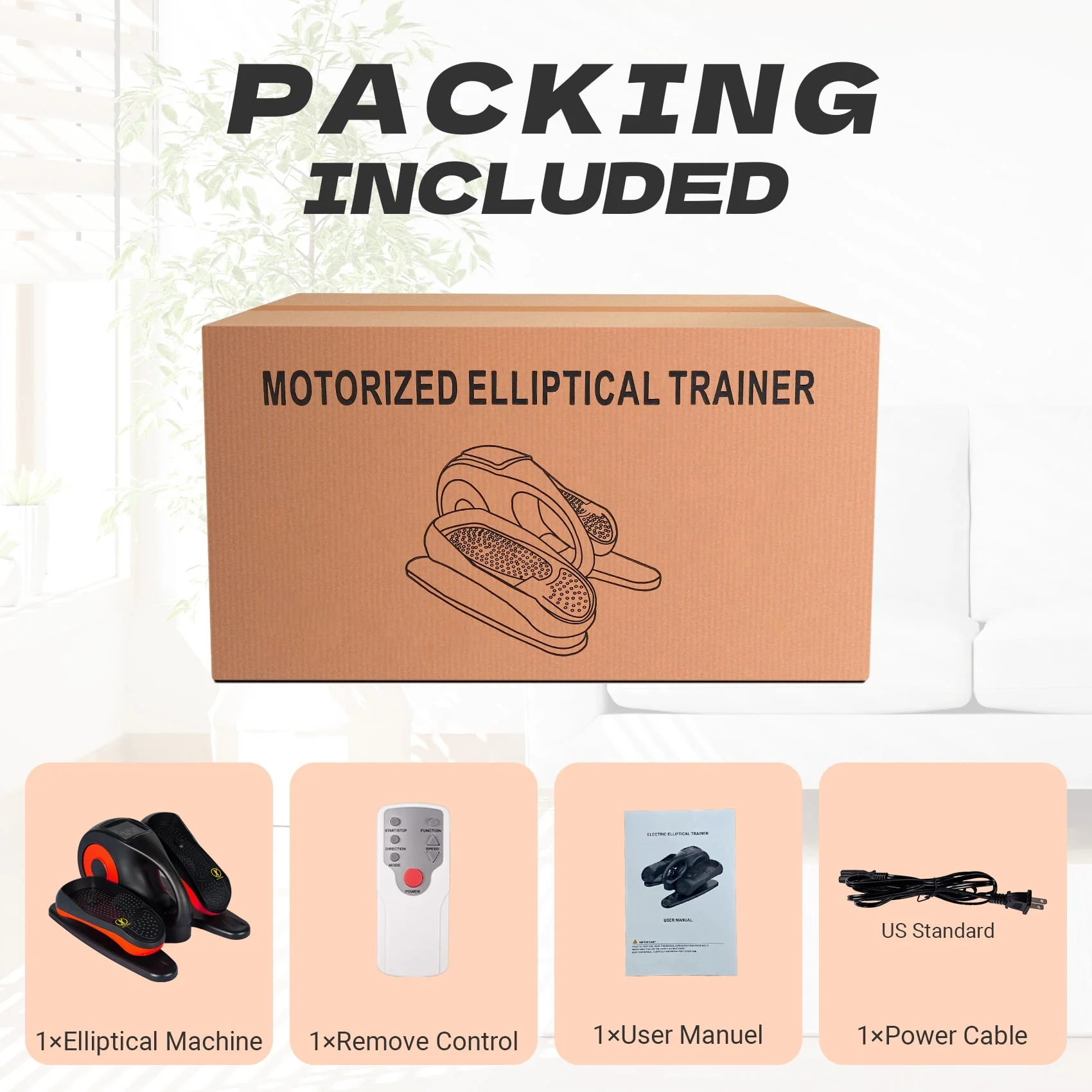 PROHIKER Under Desk Elliptical Machine for Home, Under Desk Bike Pedal Exerciser Electric Seated Elliptical
