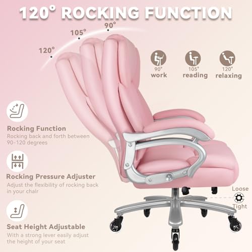 Big and Tall Office Chair 500lbs, Heavy Duty Executive Office Leather Chair for Heavy People