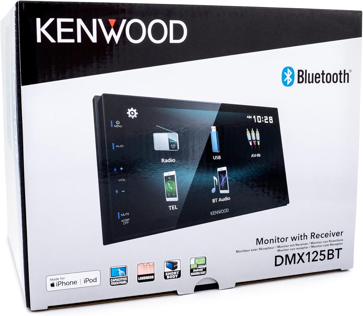 KENWOOD DMX125BT 6.8 Inch LCD Touchscreen Digital Media Car Stereo, Bluetooth Audio and Hands Free Calling, Double Din, USB, Rear Camera Input
