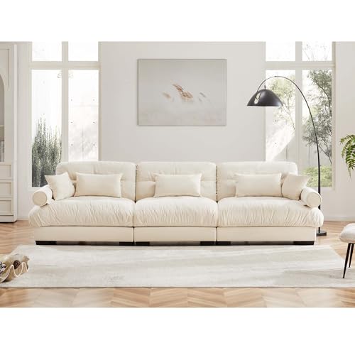 130" Modular Sectional Sofa,Velvet Upholstered Couches for Living Room,3 Seater Green Sofa Couch with Movable Ottoman