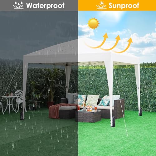 Yaheetech 10x10 Pop Up Canopy with 4 Removable Sidewalls, Portable Enclosed Instant Tent, Waterproof Outdoor Tent, Beach Sun Shelter with 4 Sandbags