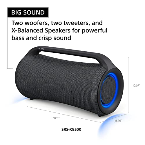 Sony SRS-XG300 X-Series Wireless Portable-Bluetooth Party-Speaker IP67 Waterproof and Dustproof with 25 Hour-Battery and Retractable Handle