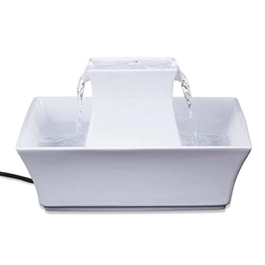PetSafe Drinkwell Pagoda Ceramic Dog and Cat Water Fountain White 70 oz