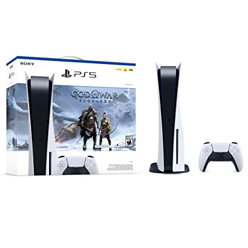 Playstation 5 Disc Version PS5 Gaming Console God of War Ragnarok Bundle - 16GB GDDR6 Memory, 825GB SSD, 4K Blu-ray player, WiFi 6, Bluetooth 5.1