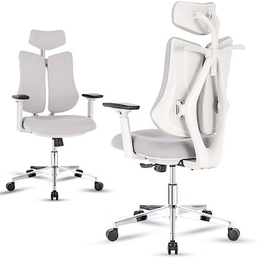 Ergonomic Office Chair Dual Backrests  BV Lumbar Support Office Desk Chair Back Support  Breathable mesh Office Chair 3D Adjustable Armrest