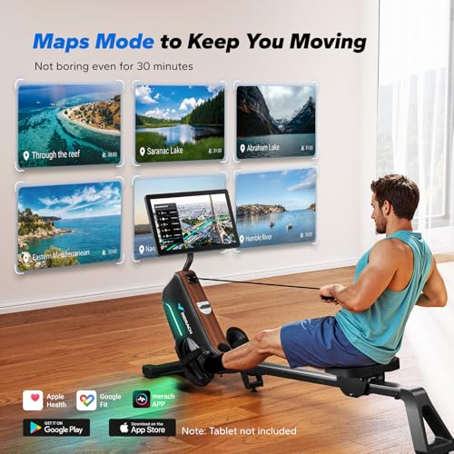 MERACH Rowing Machines for Home, Powerful Electromagnetic Row Machine with 51.2" Extended Rail, 16-Level Handle Resistance Adjustment Rower